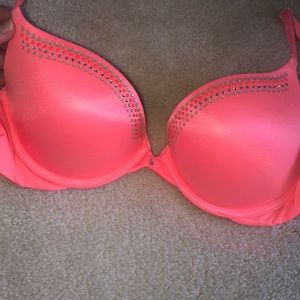 Victoria’s Secret 32D coral bra with crystals